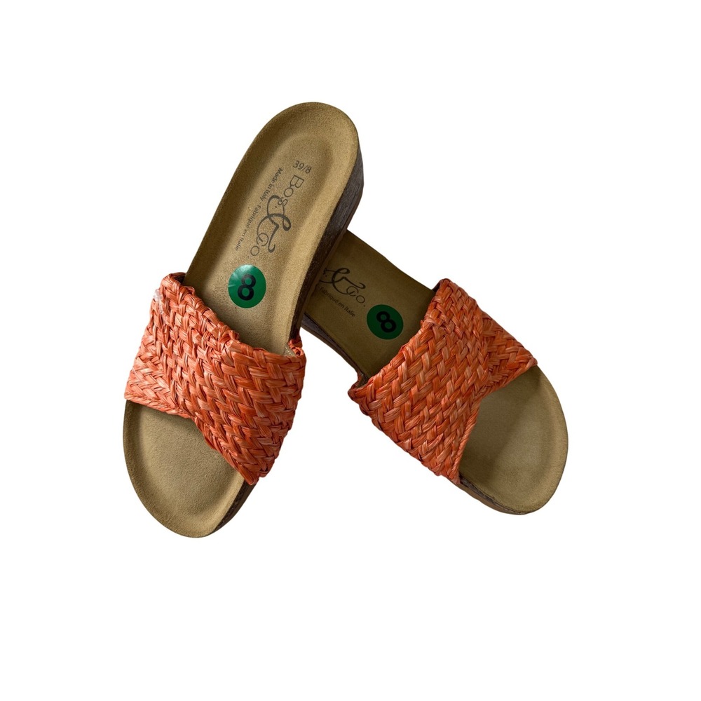Bos.‎ & Co. Luni crisscross slide sandal Orange raffia Women NEW Size 39 8 $150